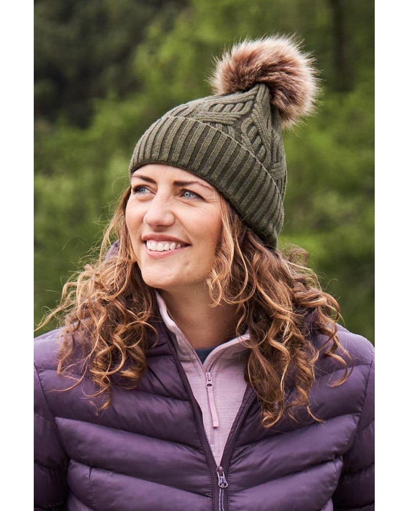 Florence Womens Pom Beanie Khaki $11.79 Accessories