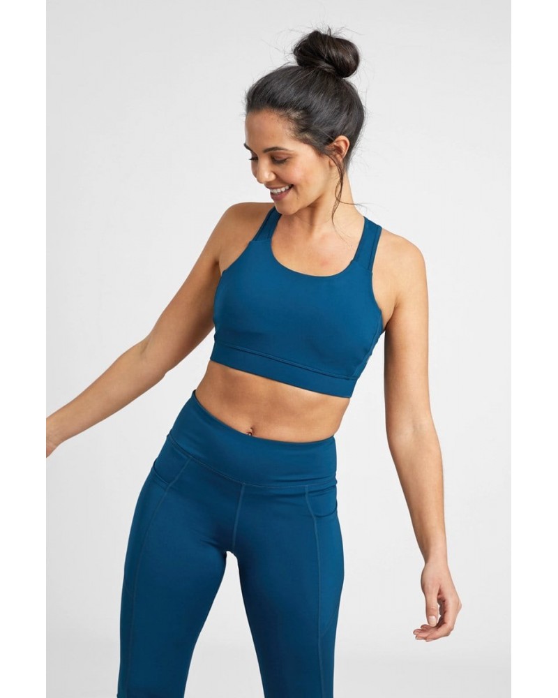 Recycled Mid-Support Womens Sports Bra Dark Teal $15.94 Active