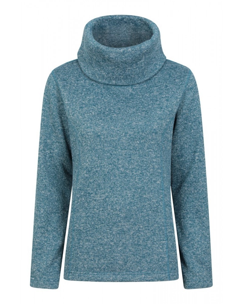 Idris II Womens Cowl Neck Fleece Blue $17.48 Fleece