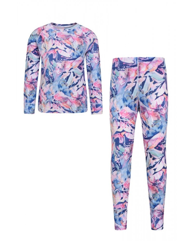 Talus Printed Kids Base Layer-Top & Pants Set Purple $15.00 Active