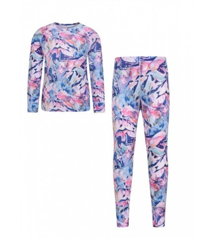 Talus Printed Kids Base Layer-Top & Pants Set Purple $15.00 Active