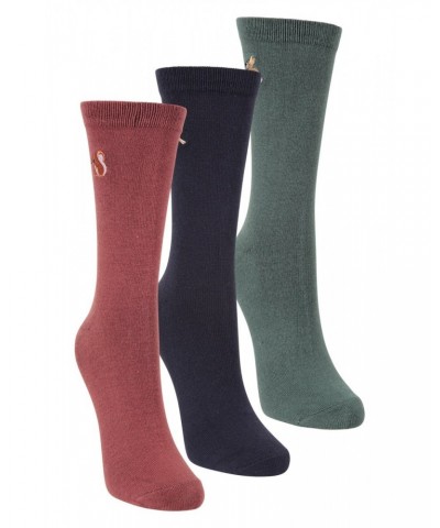 Bamboo Womens Embroidered Socks 3-Pack Navy $13.49 Accessories