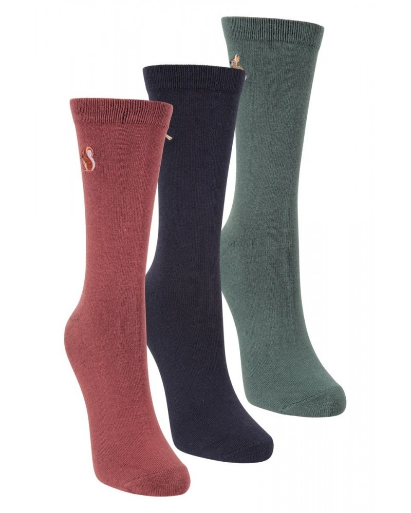 Bamboo Womens Embroidered Socks 3-Pack Navy $13.49 Accessories