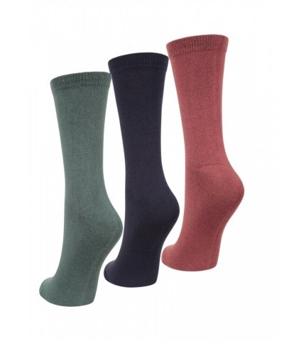 Bamboo Womens Embroidered Socks 3-Pack Navy $13.49 Accessories