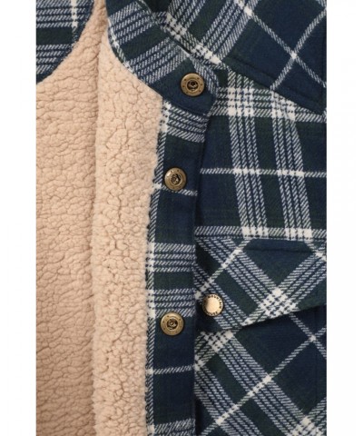 Pinn Mens Sherpa Lined Flannel Shirt Dark Blue $27.99 Tops