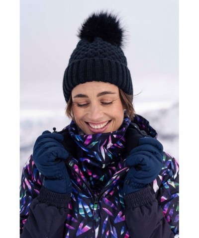 Lisbon Sherpa Lined Womens Thermal Pom-Pom Beanie Black $14.19 Accessories