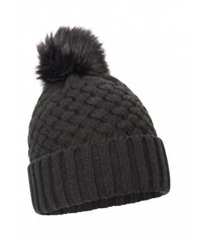 Lisbon Sherpa Lined Womens Thermal Pom-Pom Beanie Black $14.19 Accessories