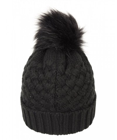 Lisbon Sherpa Lined Womens Thermal Pom-Pom Beanie Black $14.19 Accessories