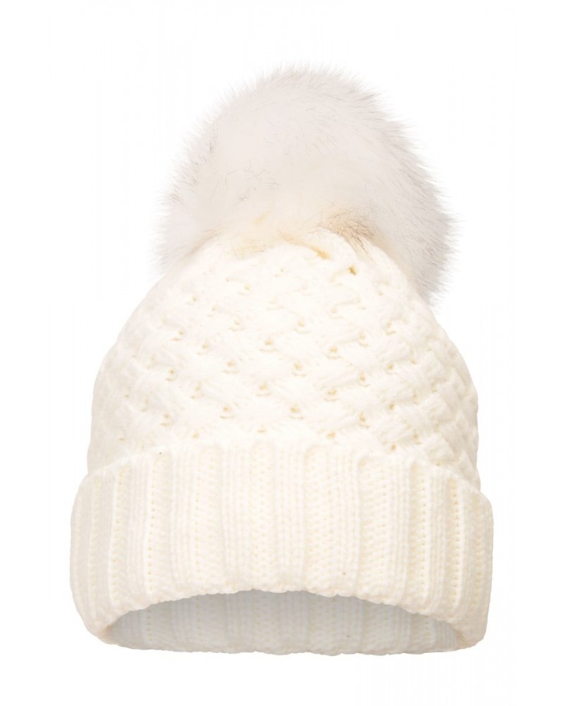 Lisbon Sherpa Lined Womens Thermal Pom-Pom Beanie Cream $19.46 Accessories