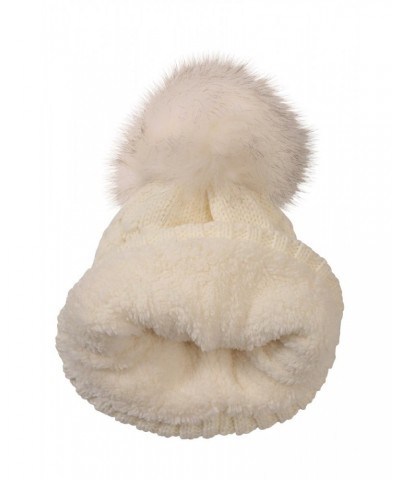 Lisbon Sherpa Lined Womens Thermal Pom-Pom Beanie Cream $19.46 Accessories