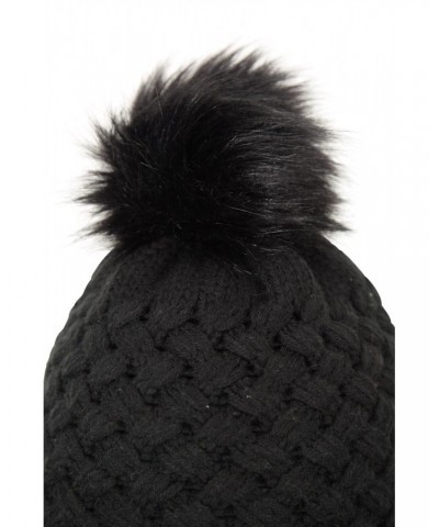 Lisbon Sherpa Lined Womens Thermal Pom-Pom Beanie Black $14.19 Accessories