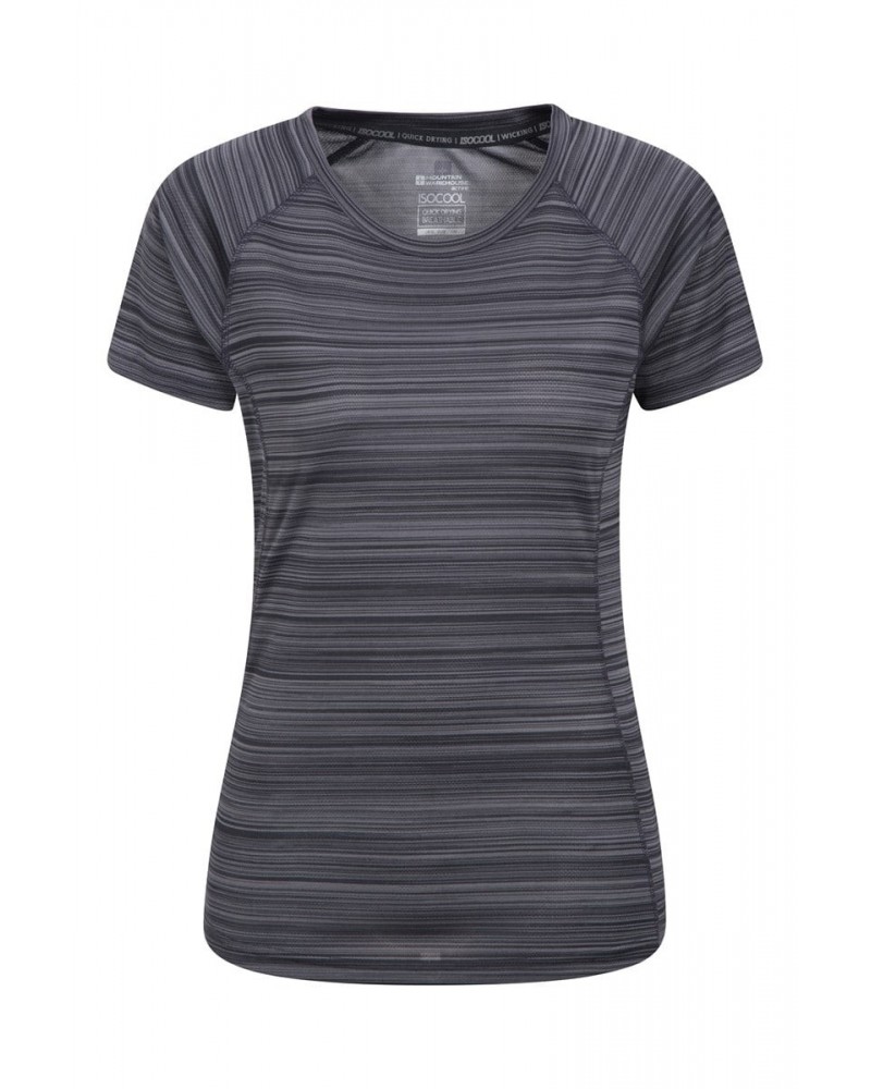 Endurance Striped Womens Tee Dark Grey $11.99 Active