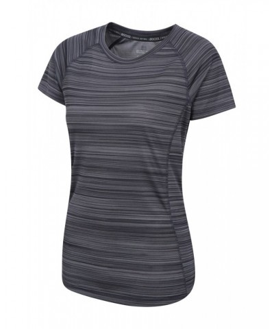 Endurance Striped Womens Tee Dark Grey $11.99 Active