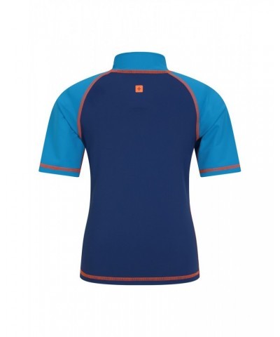 Short Sleeved Kids Rash Guard Blue $15.29 Tops