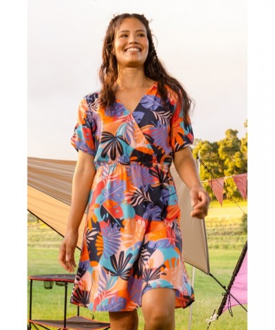 Sahara Printed Womens Wrap Dress Hot Coral $25.19 Dresses & Skirts