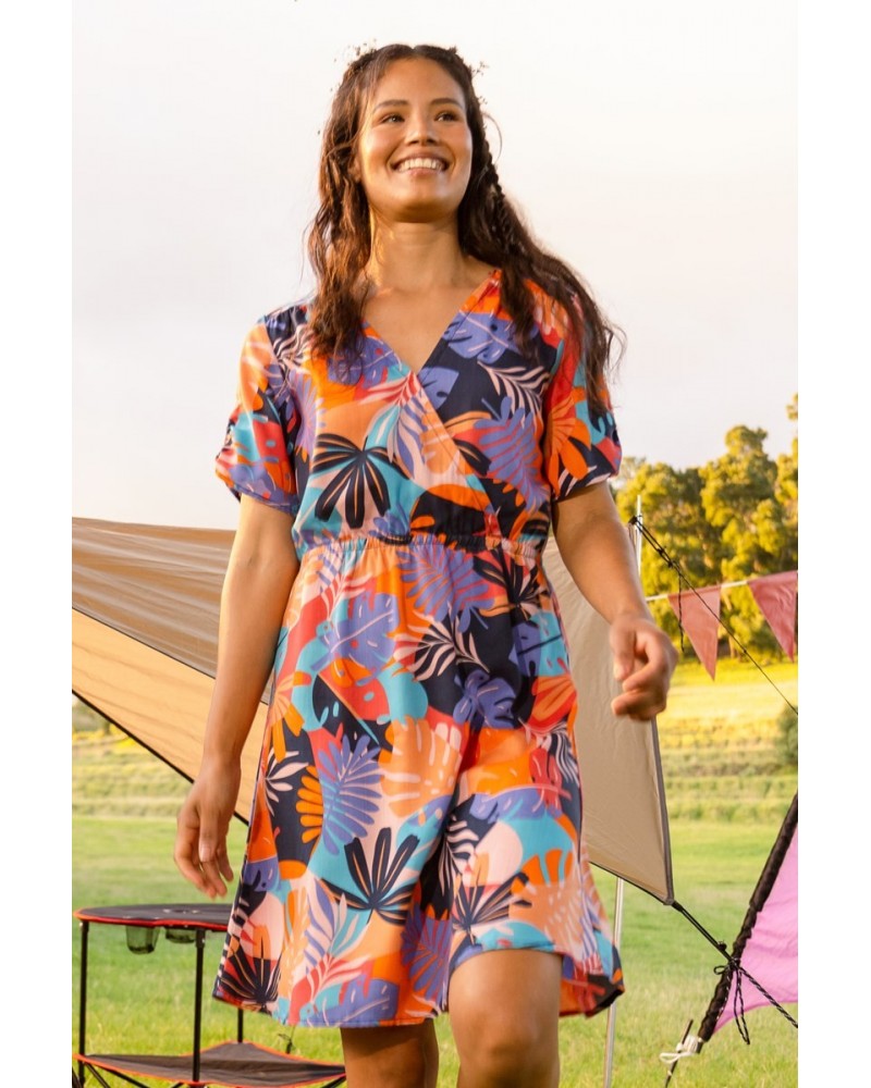 Sahara Printed Womens Wrap Dress Hot Coral $25.19 Dresses & Skirts