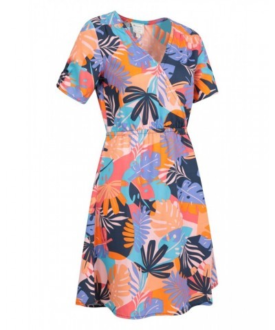 Sahara Printed Womens Wrap Dress Hot Coral $25.19 Dresses & Skirts