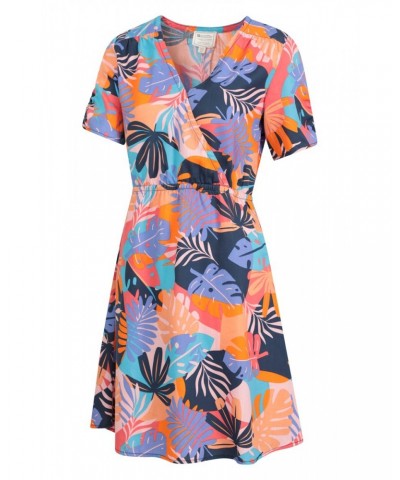 Sahara Printed Womens Wrap Dress Hot Coral $25.19 Dresses & Skirts