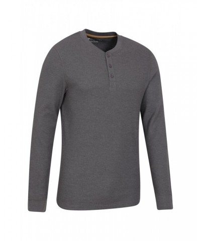 Selby Mens Waffle Henley Tee Charcoal $16.49 Tops