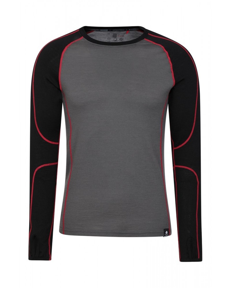 Asgard III Mens Merino Round Neck Top Black $22.79 Active