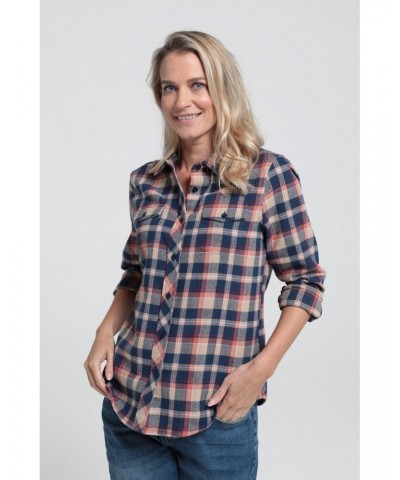 Willow Brushed Flannel Womens Shirt Orange $14.24 Tops