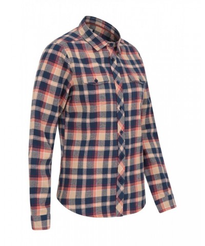 Willow Brushed Flannel Womens Shirt Orange $14.24 Tops