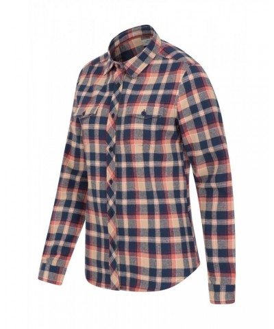 Willow Brushed Flannel Womens Shirt Orange $14.24 Tops