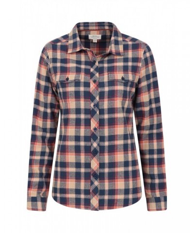 Willow Brushed Flannel Womens Shirt Orange $14.24 Tops