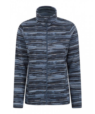 Idris Womens Stripe Fleece Jacket Blue $16.28 Fleece