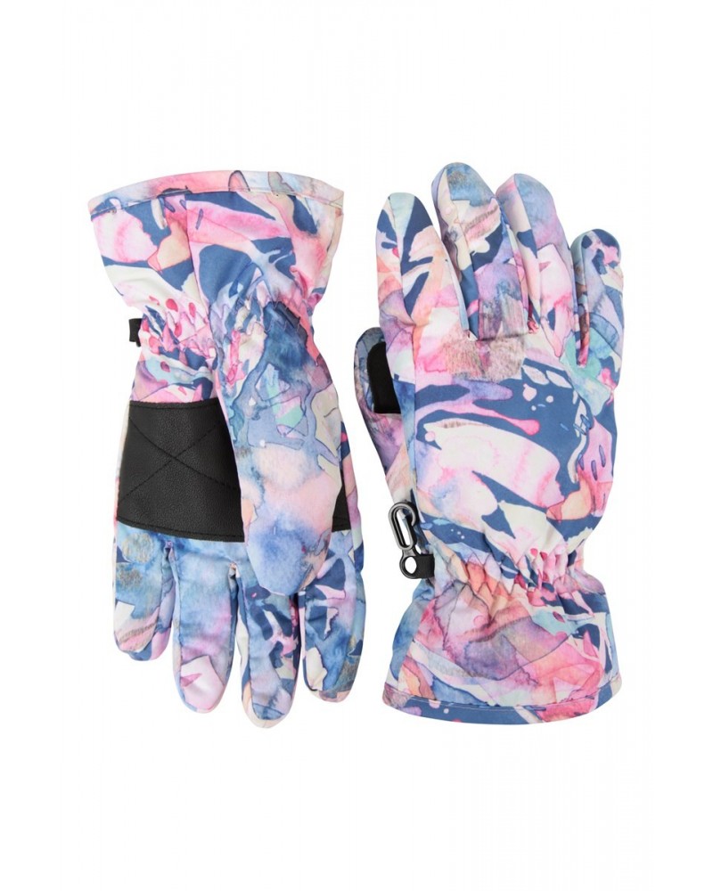 Printed Kids Ski Gloves Dark Pink $10.59 Accessories