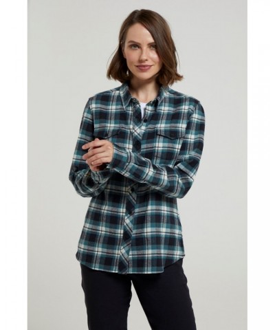 Willow Brushed Flannel Womens Shirt Teal $13.74 Tops