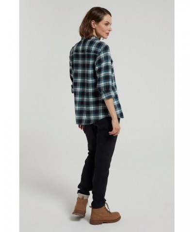 Willow Brushed Flannel Womens Shirt Teal $13.74 Tops