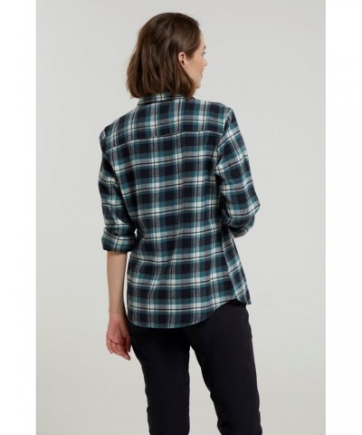 Willow Brushed Flannel Womens Shirt Teal $13.74 Tops