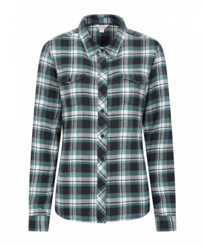 Willow Brushed Flannel Womens Shirt Teal $13.74 Tops