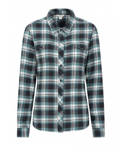 Willow Brushed Flannel Womens Shirt Teal $13.74 Tops