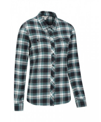 Willow Brushed Flannel Womens Shirt Teal $13.74 Tops