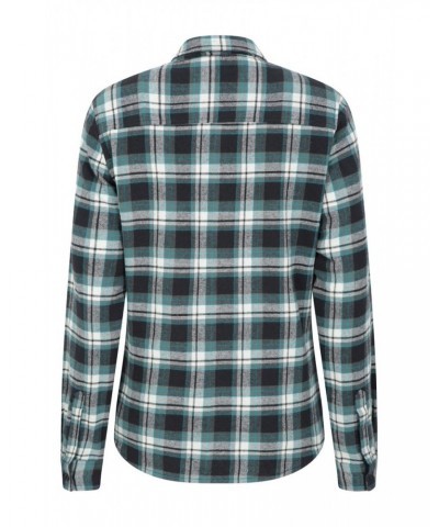 Willow Brushed Flannel Womens Shirt Teal $13.74 Tops