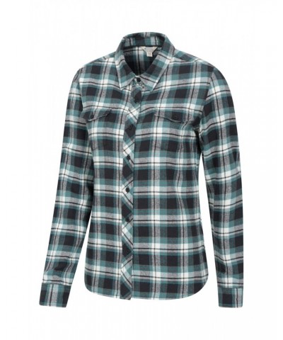 Willow Brushed Flannel Womens Shirt Teal $13.74 Tops