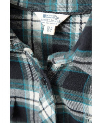 Willow Brushed Flannel Womens Shirt Teal $13.74 Tops