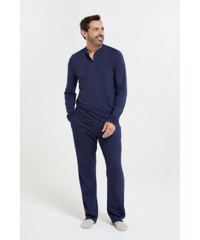 Saunter Mens Bamboo Henley Top Navy $17.76 Tops