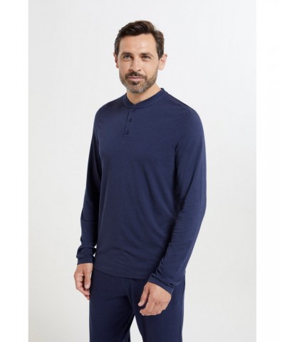 Saunter Mens Bamboo Henley Top Navy $17.76 Tops