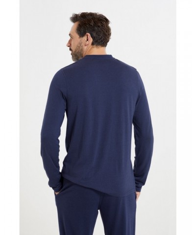 Saunter Mens Bamboo Henley Top Navy $17.76 Tops