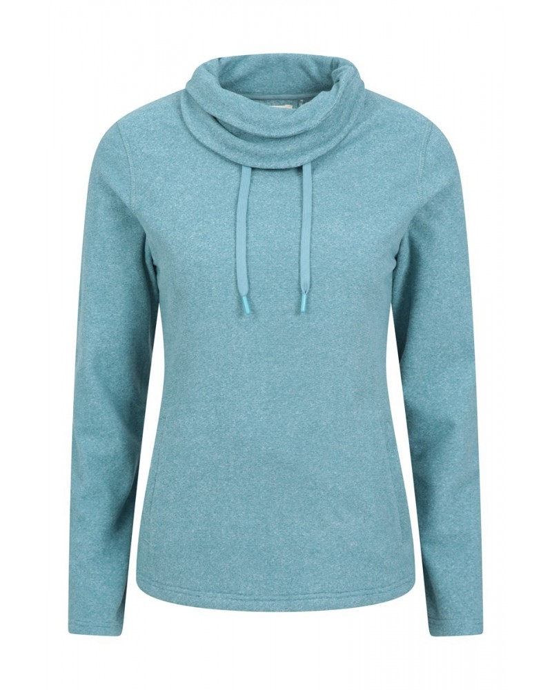 Hebridean Womens Cowl Neck Sweatshirt Teal $17.02 Fleece