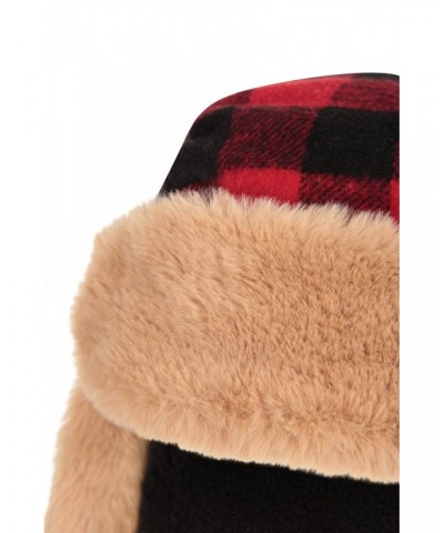 Kids Gingham Thermal Trapper Hat Dark Red $13.74 Accessories